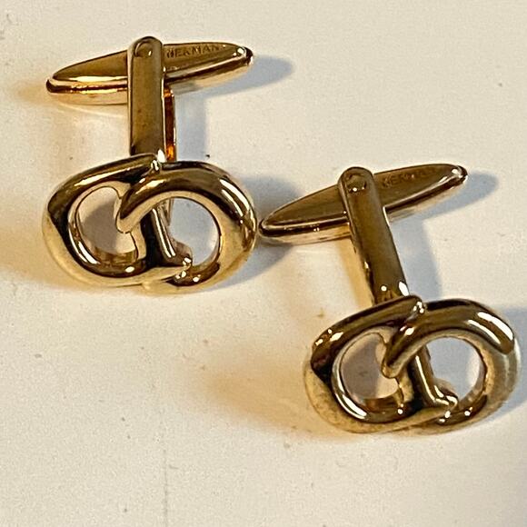 Christian Dior CD Logo Gold Tone Cuff links - Picture 2 of 8